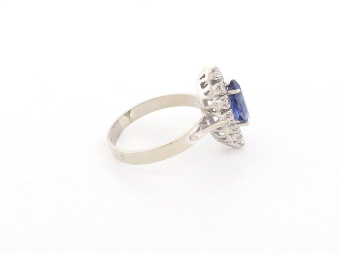 Bague 56 bague marquise en or blanc sertie saphir & diamants 58 Facettes 261889