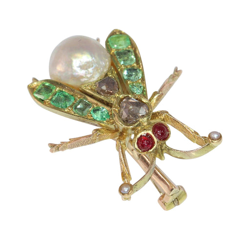Broche Charmante broche à mouche vintage des années 1870 58 Facettes 24137-0100