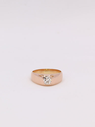 Bague 53.5 Bague jonc en or rose et diamant taille ancienne 0.5ct 58 Facettes J192