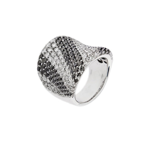 Bague 55 Bague bandeau diamants noirs et blancs 58 Facettes 25639