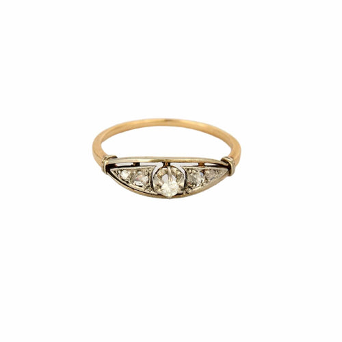 Bague 50,5 Fine bague or jaune et gris et diamants 58 Facettes DRE15742