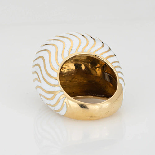 Bague Bague vintage David Webb en émail blanc, forme bombée, taille 6, bijou d'occasion de qualité 58 Facettes G13644