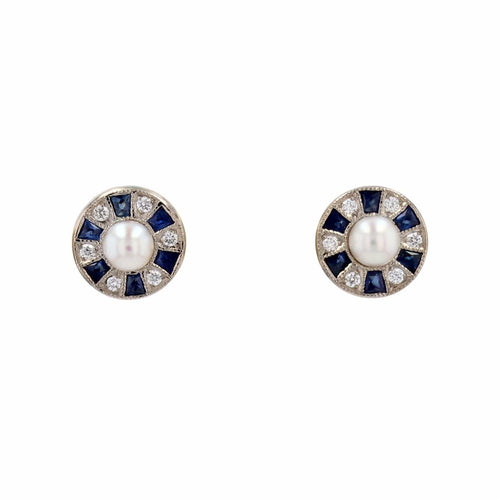 Boucles d'oreilles Boucles d'oreilles perles diamants et saphirs calibrés 58 Facettes 24-111