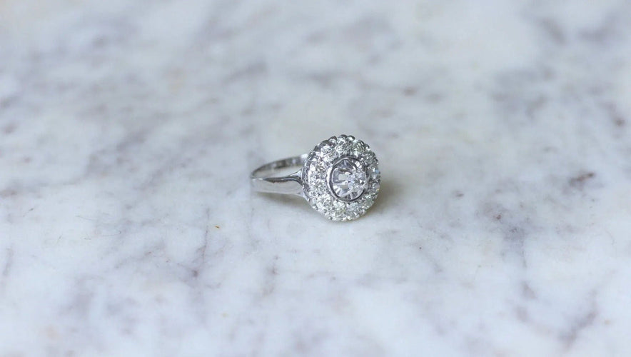 Bague Bague Ronde Cible Art Déco Diamants 58 Facettes