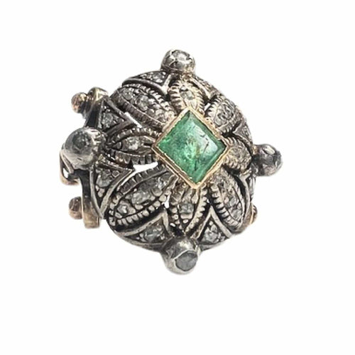 Bague 52 Bague Art Nouveau diamants émeraudes 58 Facettes Q131B(950)