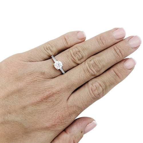 Bague Bague solitaire accompagné 1.04 ct, or blanc. 58 Facettes 30717