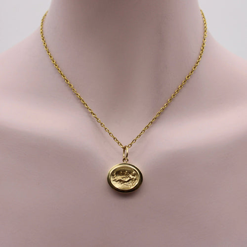 Pendentif Médaillon Aphrodite Signature en or 14 carats de style classique 58 Facettes