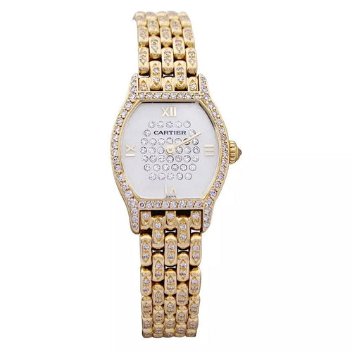 Montre Montre Cartier "Tortue" or jaune, diamants, nacre. 58 Facettes 33639