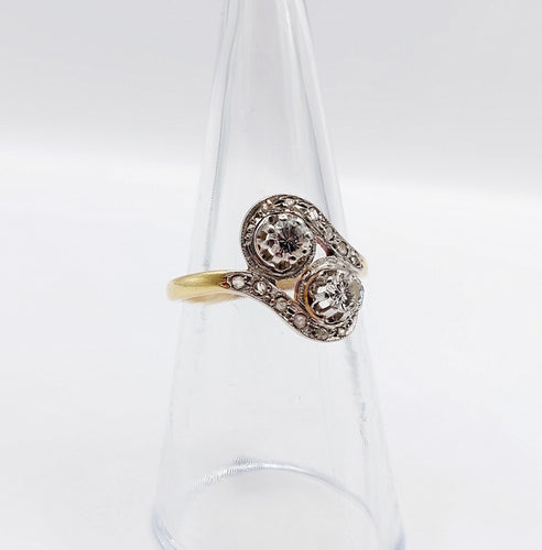 Bague 52 Bague toi et moi antique or jaune et diamants 58 Facettes A05760