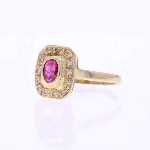Bague 52 Bague or jaune géométrique diamants rubis 58 Facettes CV135