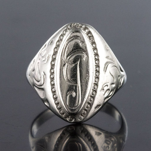 Bague 61 Chevalière ancienne argent 58 Facettes 19-463A-55