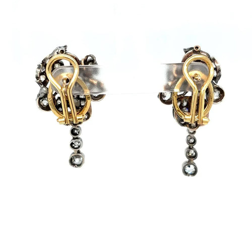 Broche Parure Fleur En Diamants, Argent Et Or 19ème Siècle 58 Facettes