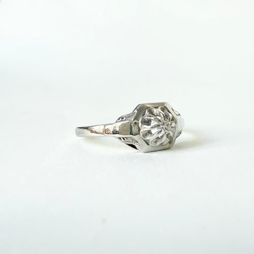 Bague 49 Bague solitaire Art déco en or blanc 18k et diamant taille brillant 58 Facettes