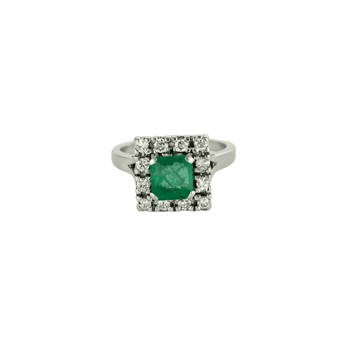 Bague 55 BAGUE CARRÉE, OR ÉMERAUDE & DIAMANTS. 58 Facettes BO/240039