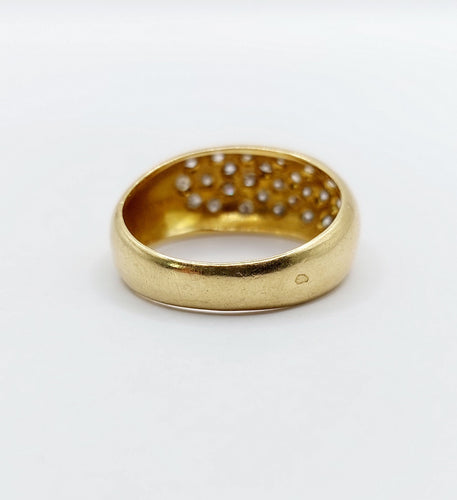 Bague 52.5 Bague jonc bombée or jaune 18k pavé 0,65 carats de diamants taille brillant 58 Facettes A04886