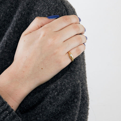 Bague 51 Bague Jonc Anglais Diamant Or Jaune 58 Facettes