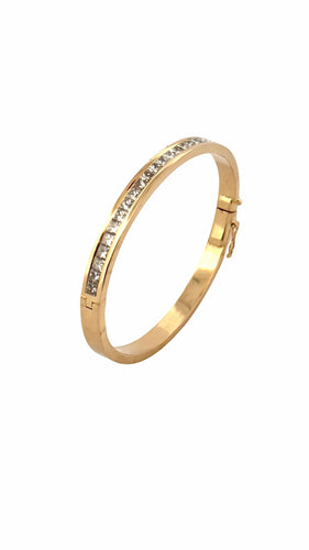 Bracelet Bracelet jonc or jaune et diamants princesse 58 Facettes