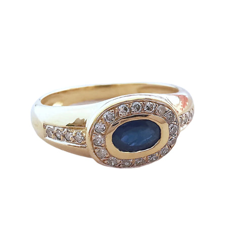 Bague 55.5 Bague Saphir Diamants Or Jaune 58 Facettes AA 1550