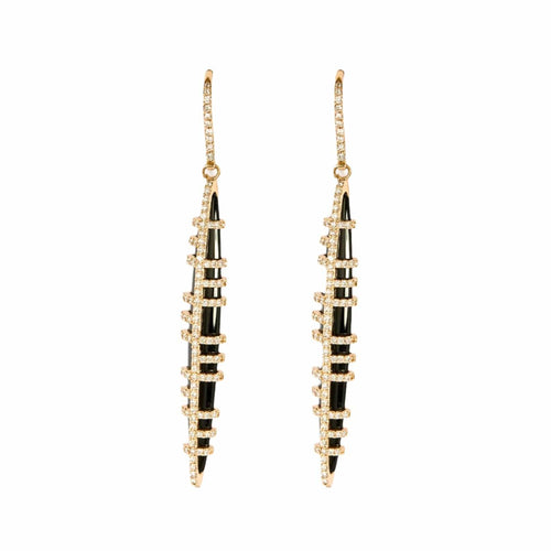 Boucles d'oreilles Pendants d'oreilles or rose, onyx et diamants 58 Facettes 240762