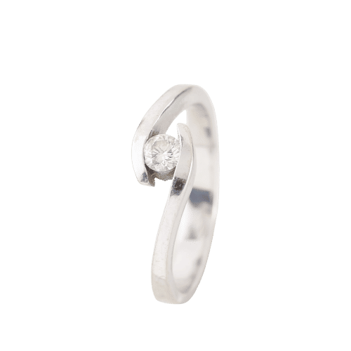 Bague 52 Bague solitaire en or blanc 18 carats et diamant de 0,16 carat. 58 Facettes 129605G