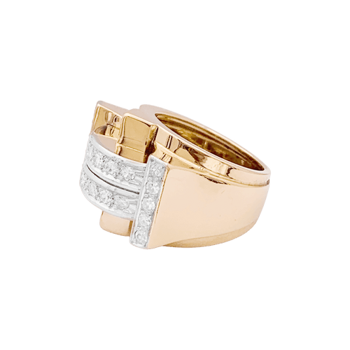 Bague 51 Bague « Tank » or jaune, platine, diamants taille 8/8. 58 Facettes 34626