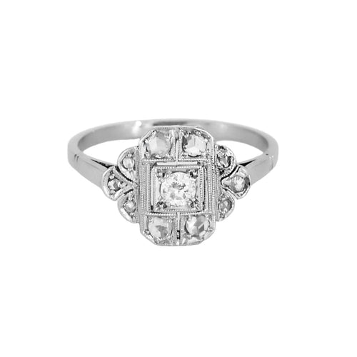 Bague 55 Bague style Art Déco en or gris et diamants 58 Facettes CHA1154