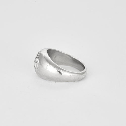 Bague 54 Chevalière Platine Diamantée 58 Facettes LP1102/13