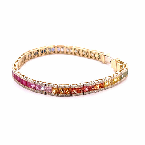 Bracelet Bracelet raimbow or 18 carats multi-saphirs et diamants 58 Facettes