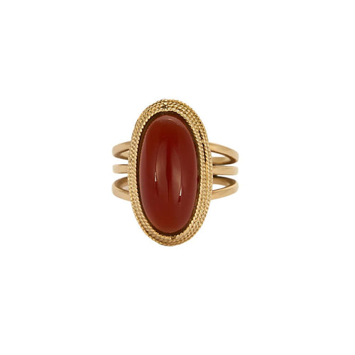 Bague 52 Bague en or jaune et cornaline 58 Facettes SQU3537X2