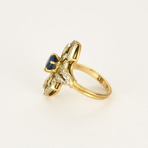 Bague 49 Bague en or jaune, saphir et diamants 58 Facettes SBR1999