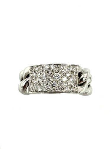 Bague DIOR. Collection "Gourmette", bague or blanc 18K et diamants 58 Facettes