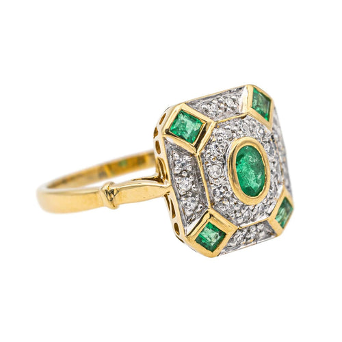 Bague 50 Bague Or jaune, Or blanc Emeraude, Diamant 58 Facettes 4002438CN