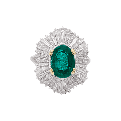 Bague 54 Bague "Jupe" platine, or jaune, diamants, émeraude. 58 Facettes 34333