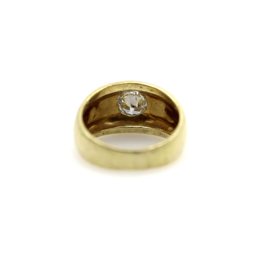 Bague 53 Bague édouardienne en or 18 carats, sertie d'un diamant taille européenne ancienne, martelé à la main 58 Facettes A20049
