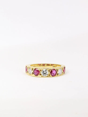 Bague 54 Bague jarretière vintage en or, diamants et rubis 58 Facettes J43