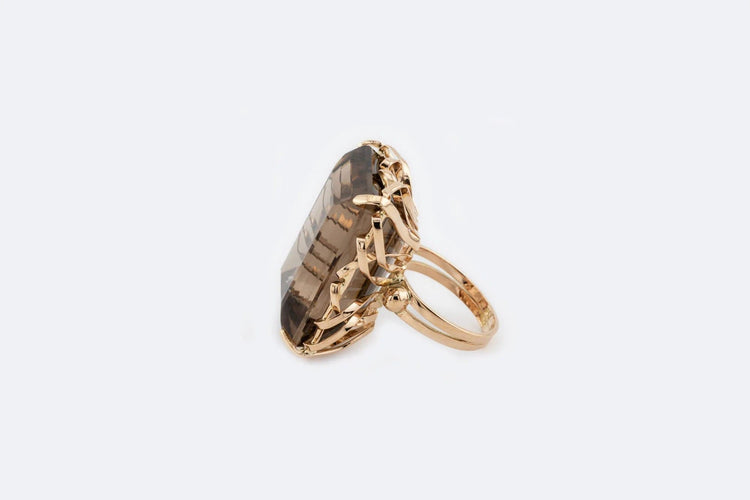 Bague Oro Giallo / 10 Anello in oro giallo con topazio fumé 58 Facettes anl827