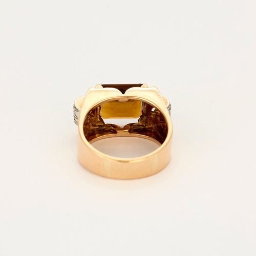 Bague 58 Bague chevalière or jaune et gris, diamants et citrine 58 Facettes ALE42294