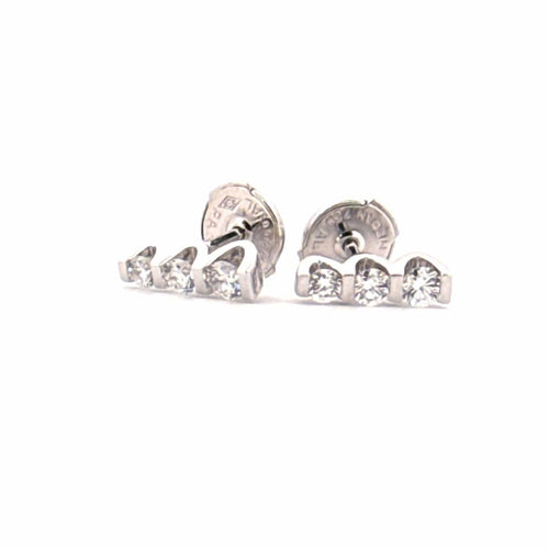 Boucles d'oreilles Puces d'oreilles Trilogie Or Blanc & Diamants 58 Facettes