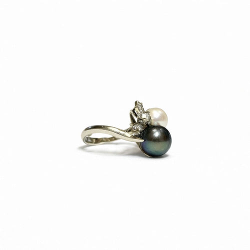 Bague 47 Bague or gris bouquet de perles 58 Facettes REF2573-340