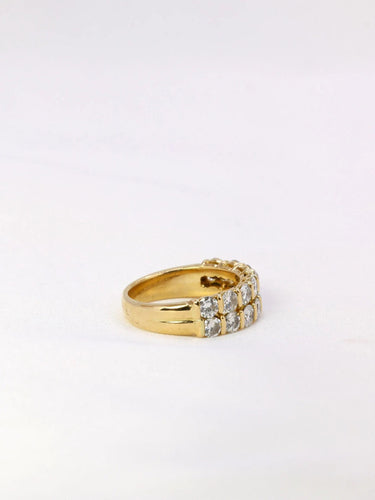 Bague 49 Double alliance or jaune diamants 58 Facettes J399