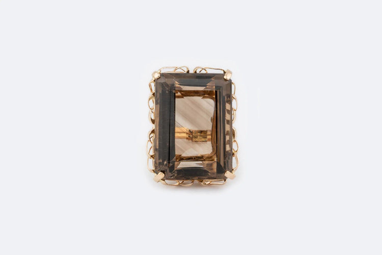 Bague Oro Giallo / 10 Anello in oro giallo con topazio fumé 58 Facettes anl827