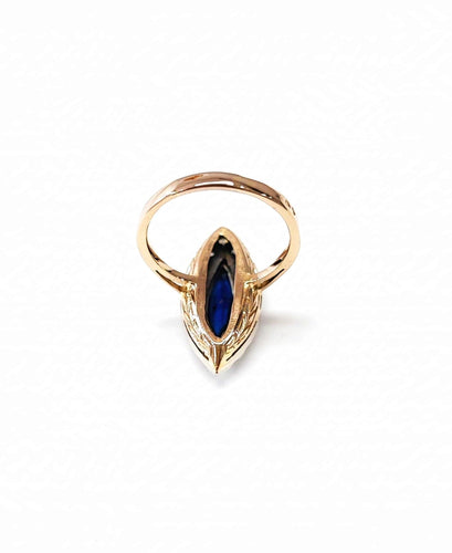 Bague 54.5 Bague marquise or jaune platine saphir et diamants 58 Facettes Bag.marq.1281.3
