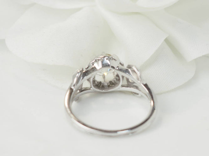 Bague 57 Bague solitaire en or blanc platine et diamant 1,20ct 58 Facettes 33557