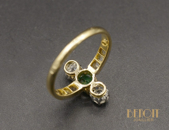 Bague Trilogie Emeraude et Diamants