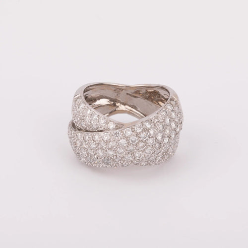 Bague 56 Bague or gris croisée entièrement pavée de diamant 58 Facettes