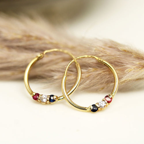 Boucles d'oreilles Petites créoles or jaune saphirs 58 Facettes CVBO31