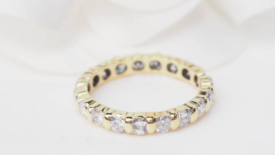 Bague 48 Alliance américaine en or jaune et diamants 1.33ct 58 Facettes 30725