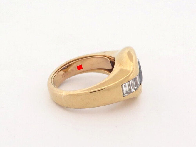Bague 57 vintage bague POIRAY sertie saphir & diamants baguettes en or jaune 58 Facettes 261196
