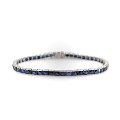 Bracelet Bracelet classique Art Déco en platine et saphir 58 Facettes A20020
