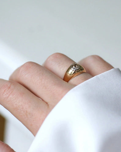 Bague Bague Jonc Or et Diamant Taille Ancienne 58 Facettes